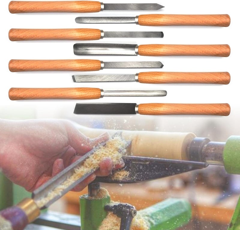 FlixGrdy Professional Wood Turning Chisel Lathe Chisel Set with 2 Skew 1 Spear Point 1 Parting 1 Round Nose & 3 Gouge Tools,8 pcs Set, for Wood Job - Image 5